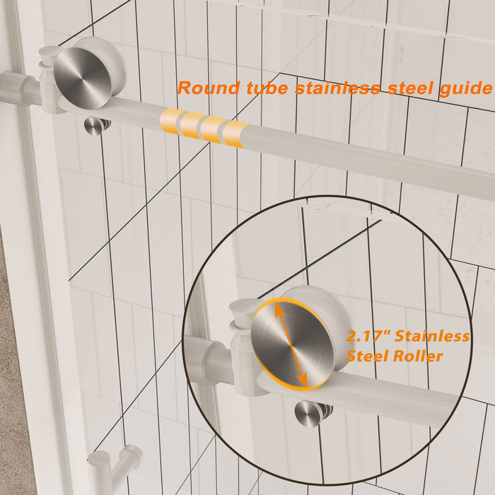 Frameless Shower Door, Smooth Sliding Tracks