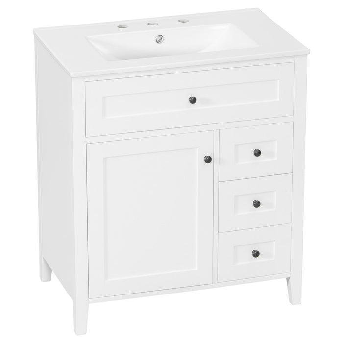 Bathroom Vanity With Sink, 3 Drawers And Adjustable Shelf