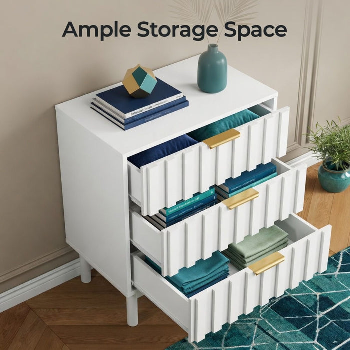 Fluted 3 Drawer Dresser