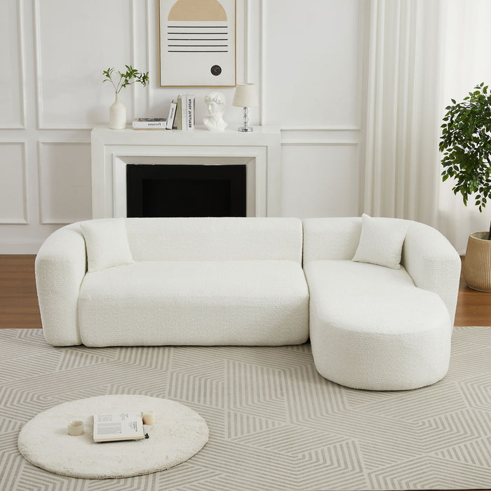 L - Shape Boneless Cloud Couch With 2 Throw Pillows For Living Room