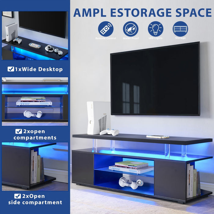 TV Stant With LED And Large Side Cabinet