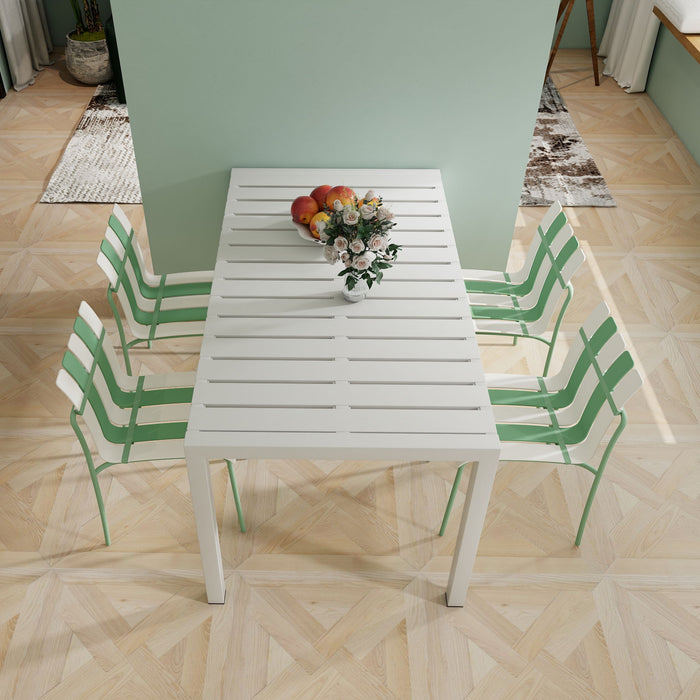 Single Chairs With Color Blocking Design (Set of 4) - Haze Green / White