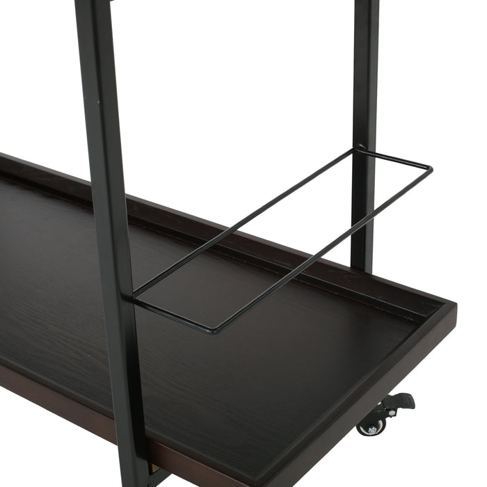 Modern Industrial Bar Cart With Shelving And Casters