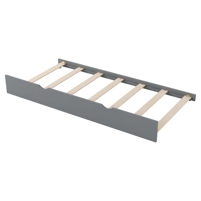 Platform Bed With Trundle, Shelves, And Storage Headboard