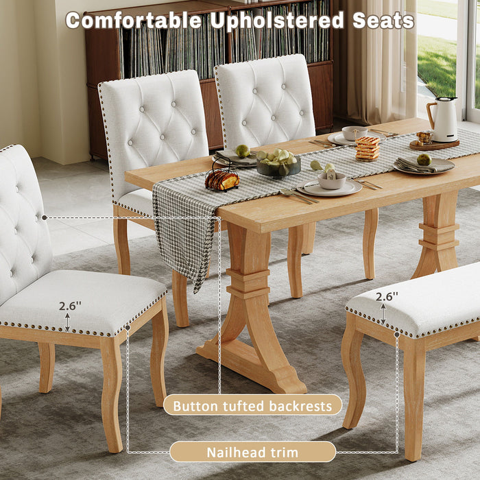 Dining Set With Bench, 6 Piece