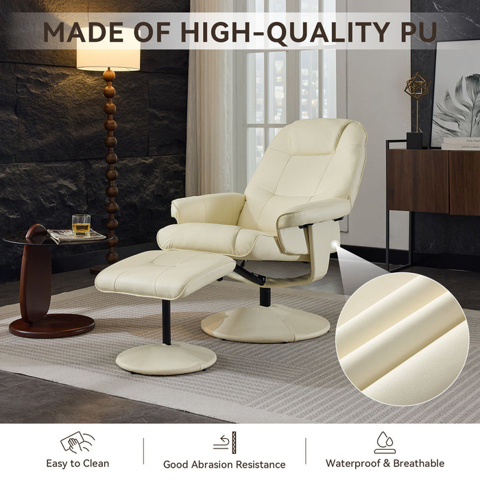 360° Swivel Reclining Chair With Wrapped Base, 5 Point Vibration Massage