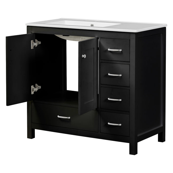 Bathroom Vanity With Sink Combo, 2 Soft Close Doors And 5 Drawers