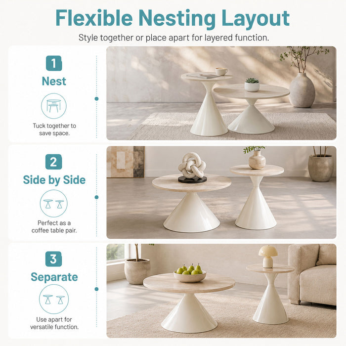2 Piece Coffee Round Table Set