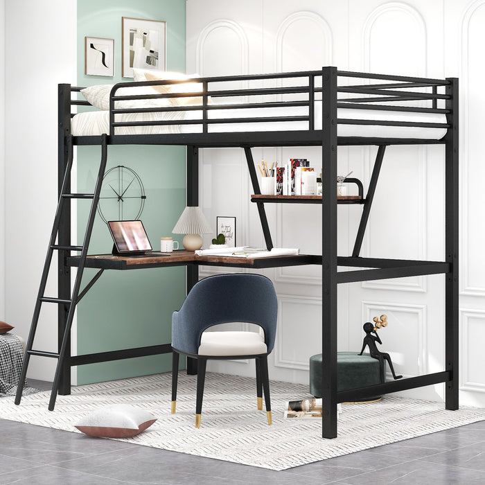 Loft Bed With Desk And Shelf, Modern Design