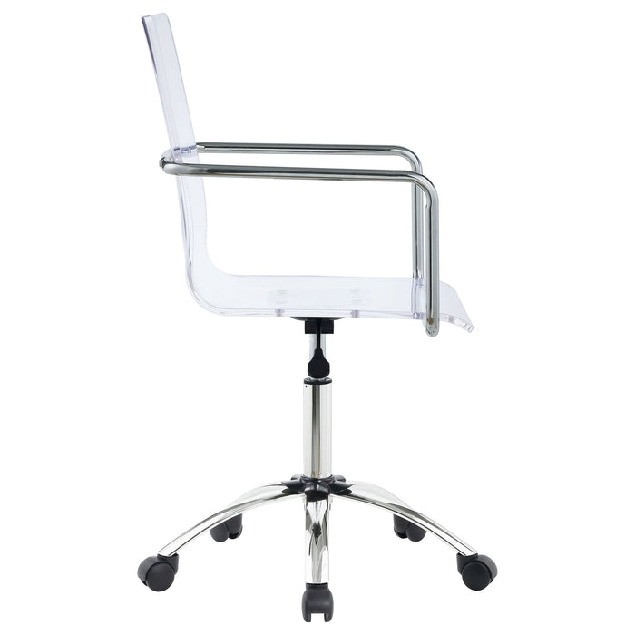 Clear Office Chair With Caster Wheels Futuristic Design, Adjustable Height - Clear