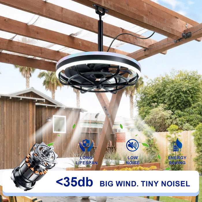 Ceiling Fan Light LED Light Source And Remote Control, 3000 - 6500K Dimmable LED Fan Light, 6 Speeds, For Living Room - Matte Black