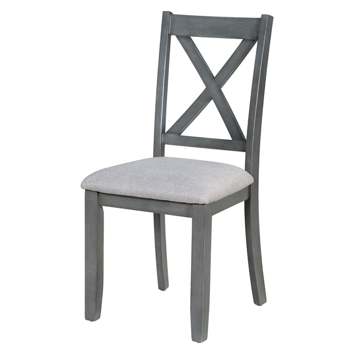 Foldable Dining Set For 6 With 4 Chairs And Bench, Space Saving Design - Gray