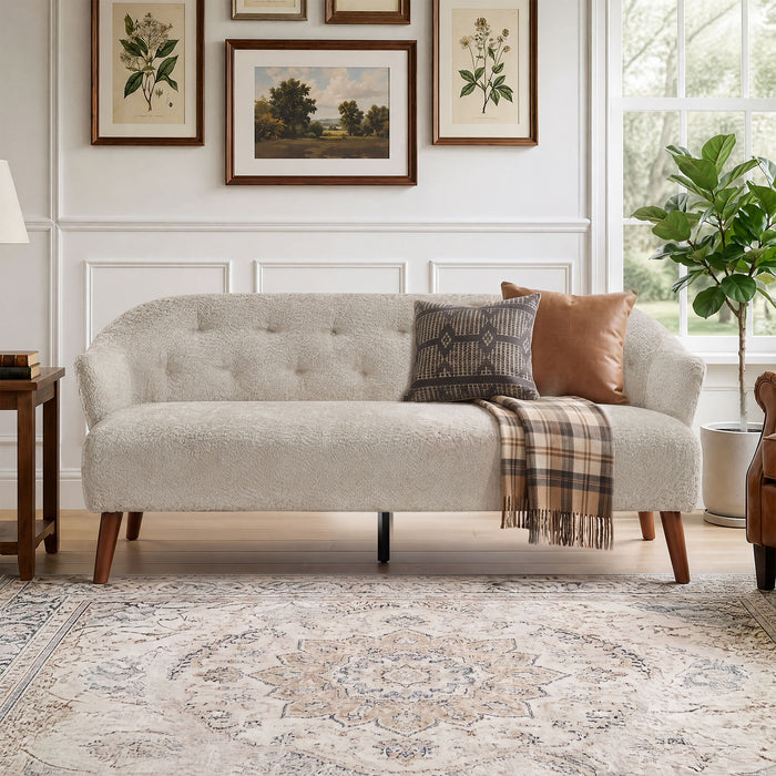 3 Seater Tufted Upholstered Couch Comfy Living Room Sofa