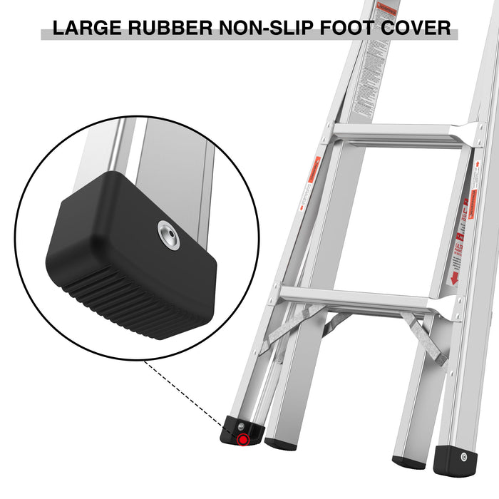 Multi-Position Foldable Aluminum Ladder, A-Frame And Straight Ladder, Ansi 250Lbs - Gray