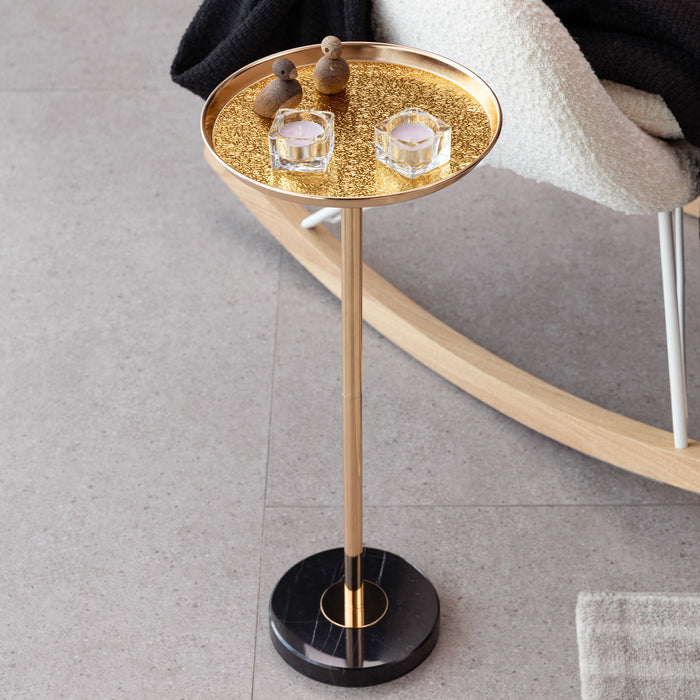 Adjustable Pedestal Side Table For Living Room - Gold / Black