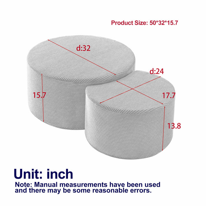 Modern Upholstered Round Coffee Table For Living Room (Set of 2)