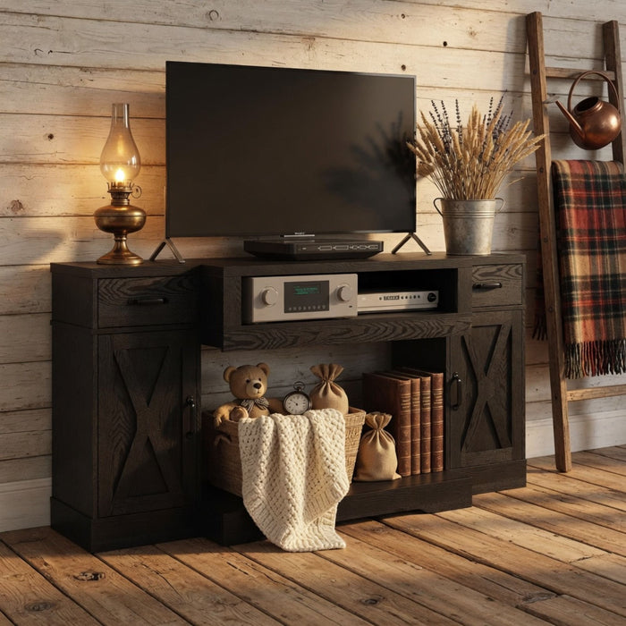 TV Stand With Adjustable Shelves & Double Doors
