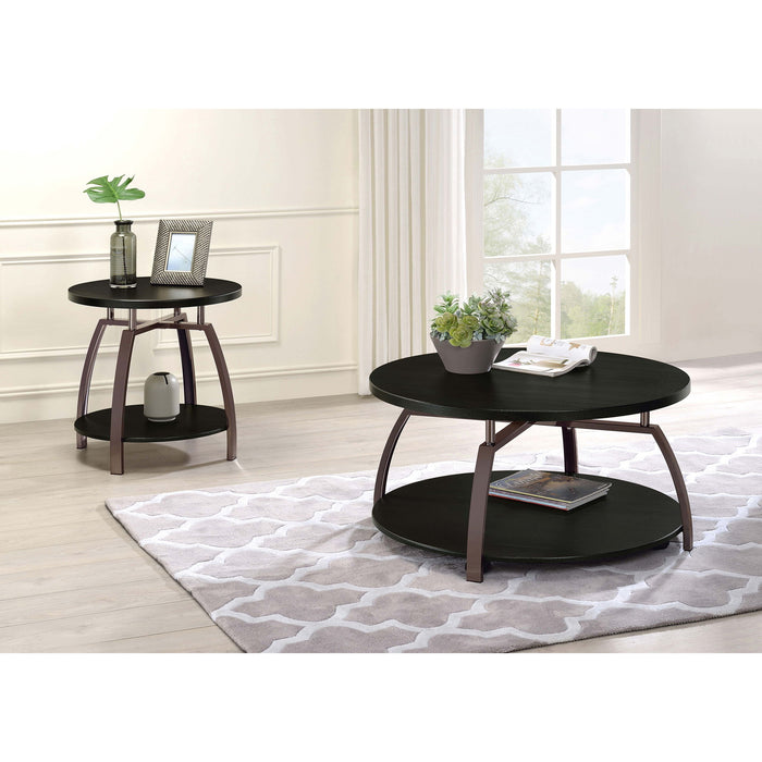 End Table With Center Shelf - Dark Gray