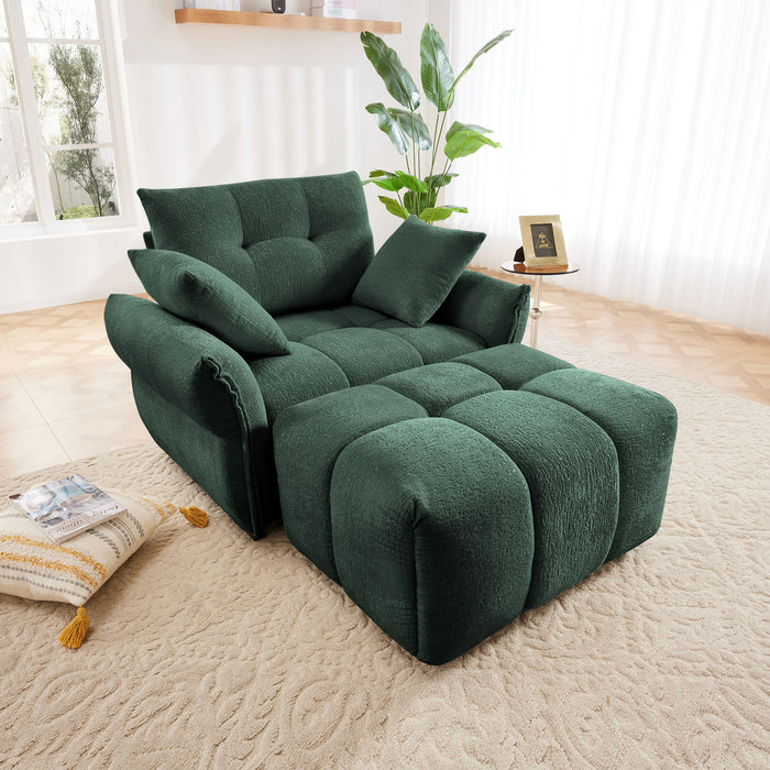 Ergonomic Single Seater Sofa With Ottoman, High Resilience Support Cushions