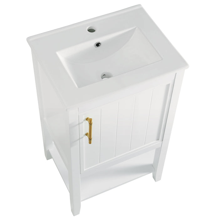 Modern Bathroom Vanity With Sink, Soft-Closing Door And Open Shelf