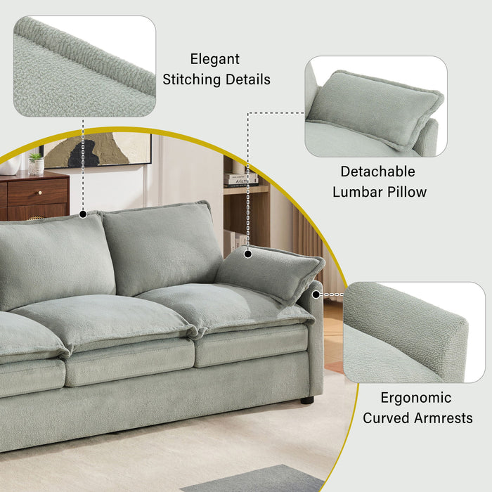 Modern Sofa Set With Double Layer Cushion And Side Storage Pockets