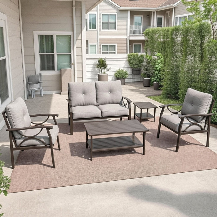 Patio Furniture Set With Coffee Table And Cushions For Backyard