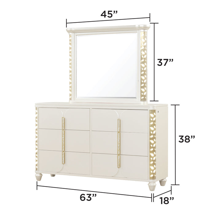 Cinderella - Dresser With LED Accents And 6 Storage Drawers (Mirror Not Included) - Beige