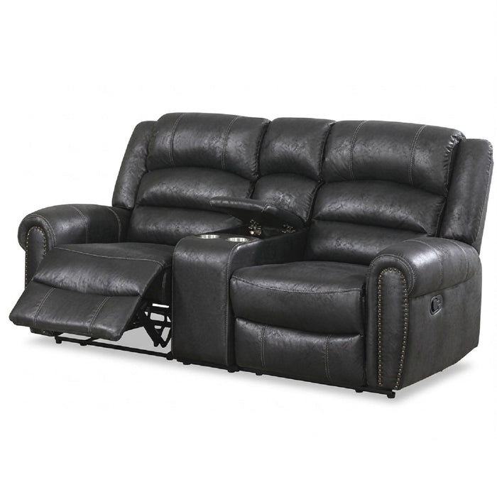 Power Reclining Loveseat With USB Port And Cup Holder Console - Black
