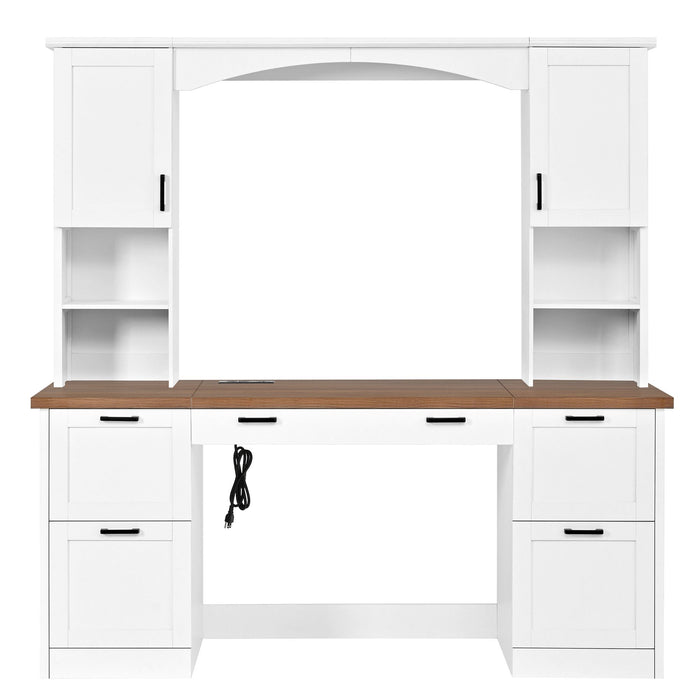 Farmhouse Computer Desk With Hutch