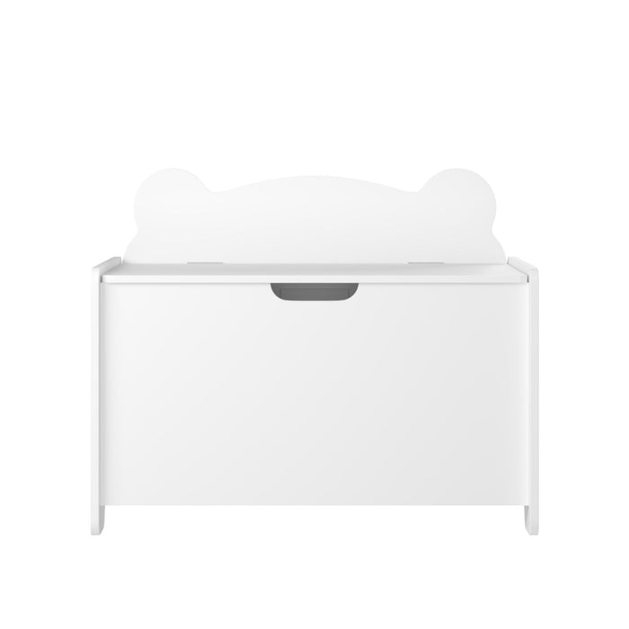 Toy Box With Bear Headboard, Organizer Storage Chest - White