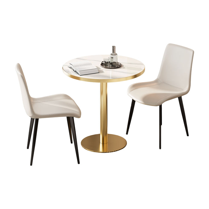 Round Bistro Table - Gold / White