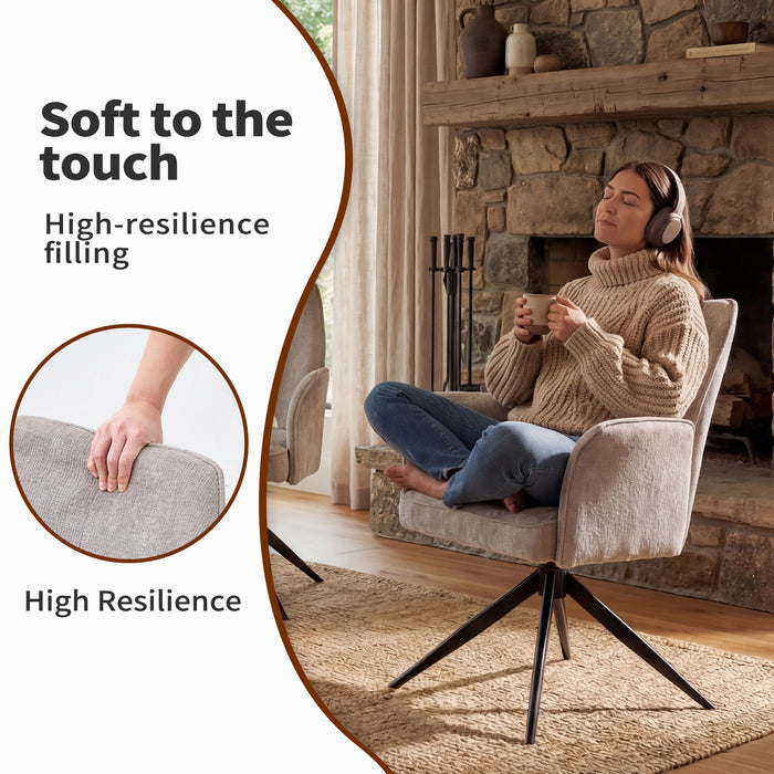 Dining Chair With Soft Cushion And 360° Rotation, Comfortable Armrest For Kitchen (Set of 2) - Gray