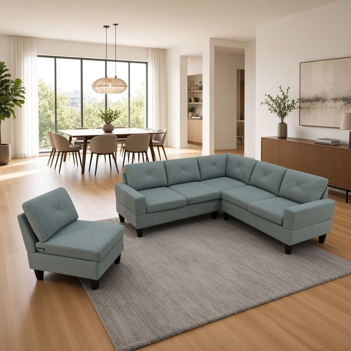 Modular L - Shaped Sectional Sofa 6 Seater 4 Piece Couch With Chaise