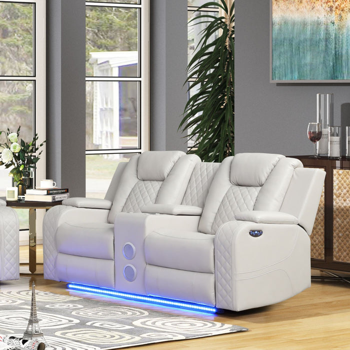 Benz - Power Reclining Loveseat With LED Lighting And Built In USB