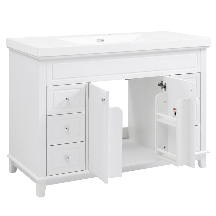 Bathroom Vanity & Sink, 6 Soft Close Drawers & Double Doors - White