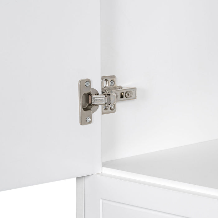 Modern Bathroom Storage Cabinet With Two Laundry Baskets, One Drawer, Adjustable Shelf