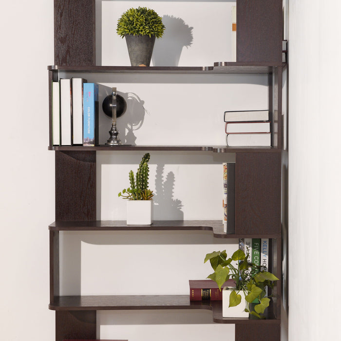 Ox Blood - Red 90Cm L-Shaped Freestanding Corner Bookshelf With Anti Tip Safety, Storage Cabinet For Living Room - Ox Blood Red
