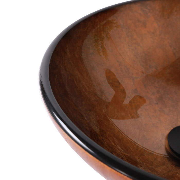 Artistic Tempered Glass Vessel Sink With Pop Up Drain