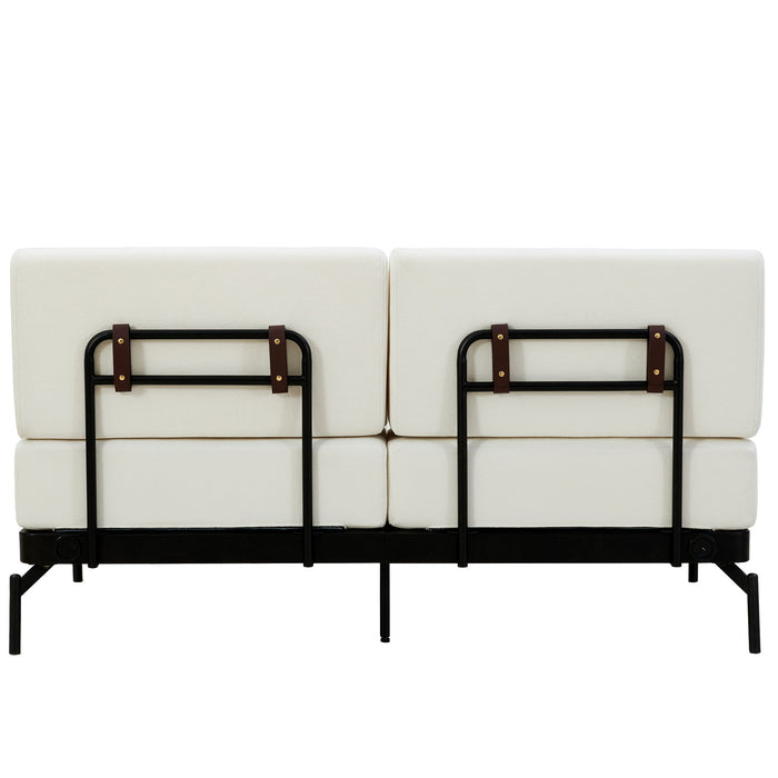 Modern Loveseat Sofa 2 Seater With USB Ports, Cylindrical Armrests