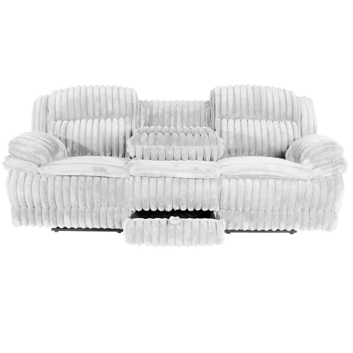 Motion Recliner Sofa With Fold-Down Table, Manual Recline, Charging Station & Cup Holders