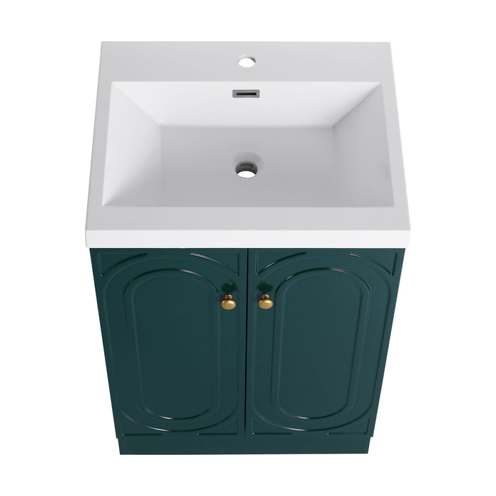Contemporary Freestanding Bathroom Vanity With Resin Sink & Soft-Close Cabinet Doors
