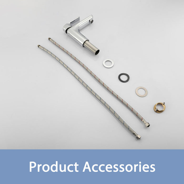 Single Handle Lavatory Basin Sink Faucet Brass Bathroom Faucet With Hot And Cold Water Control - Chrome