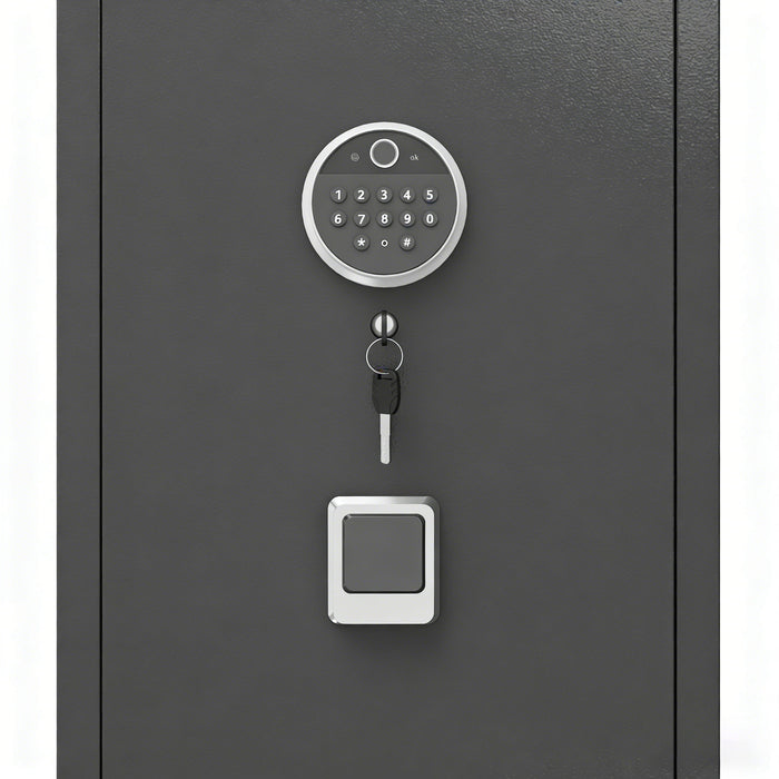 Rifle Safe, Biometric & Keypad Lock, Adjustable Gun Racks With Built In Alarm System
