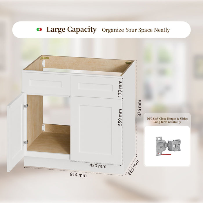 Shaker Base Cabinet With Soft-Close Hinges, Adjustable Shelf