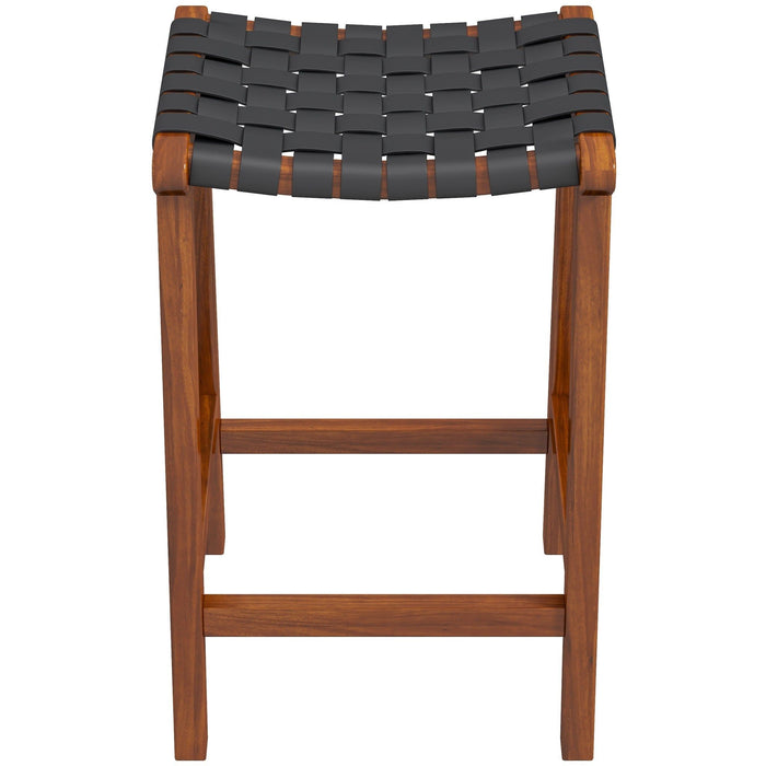James - Mid-Century Modern Genuine Leather Counter Stool