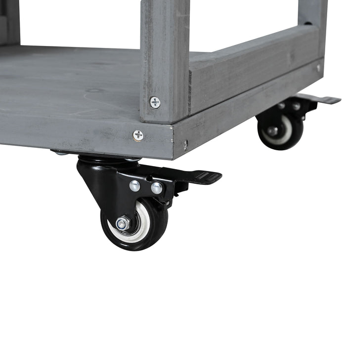 Outdoor Kitchen Island Prep Station With Lockable Wheels, Ample Storage, Towel & Spice Racks