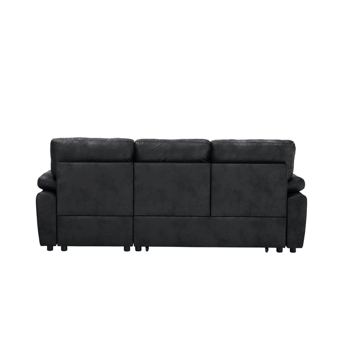 Convertible L - Sectional Sofa Bed With Storage Chaise And Padded Armrests