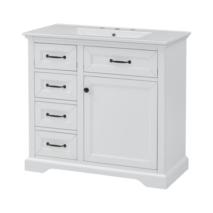 Modern Bathroom Vanity With Sink Top, 4 Drawers And 1 Soft-Close Door