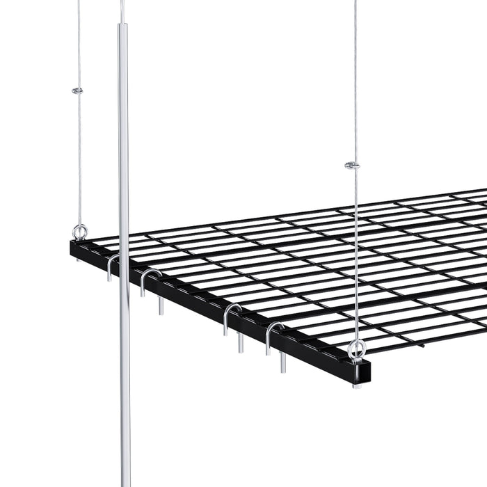 Overhead Garage Storage Rack 4 X 4 Ft For High Ceilings, With Safety Lock - Black