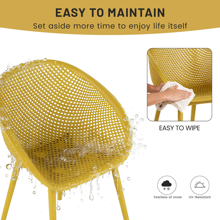 2 Piece Durable Single Chair With Mesh Hollow Out Design